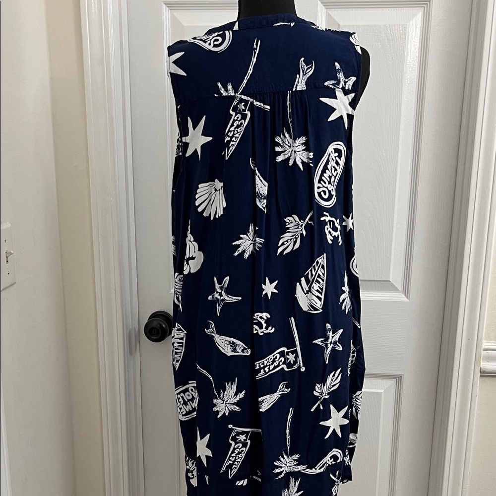 Sonoma Blue and White Tropical Midi Dress - Picture 6 of 7